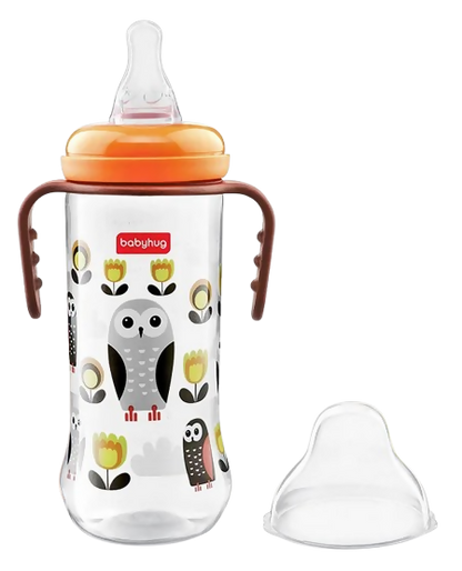 Babyhug Polypropylene Anti-Colic Sterilizable Feeding Bottle With Handle Orange - Distacart