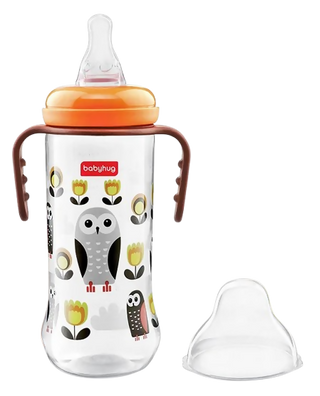 Babyhug Polypropylene Anti-Colic Sterilizable Feeding Bottle With Handle Orange - Distacart