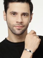 Thumbnail for NVR Men's Set of 2 Black & Silver Stainless Steel Cuff Bracelet - Distacart