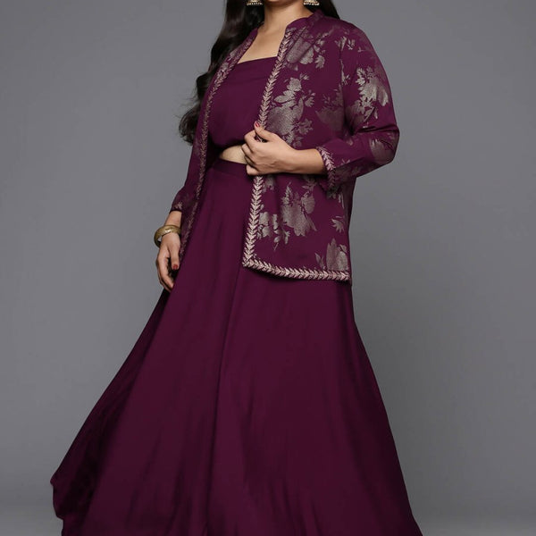 Ahalyaa Women's Traditional Wear Co-ords - Burgundy - Distacart