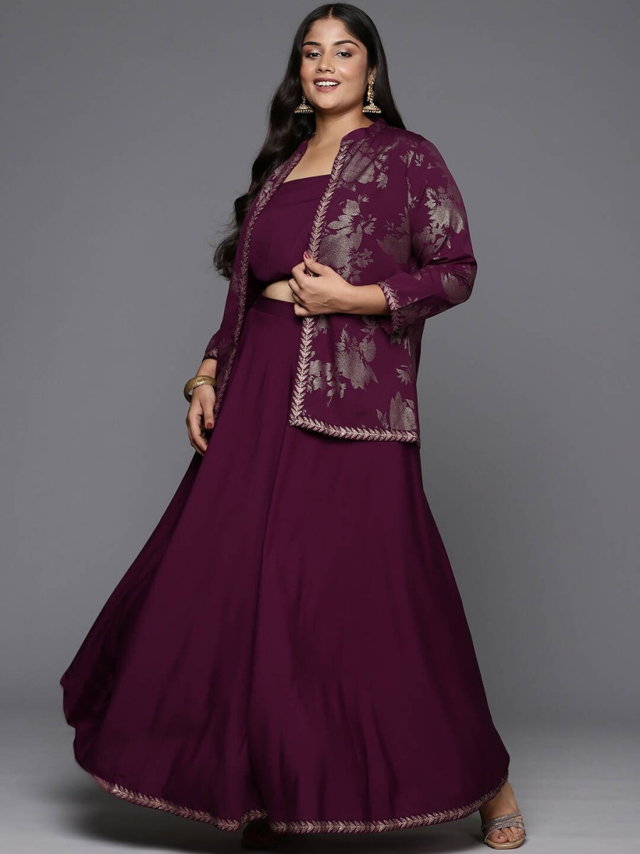 Ahalyaa Women's Traditional Wear Co-ords - Burgundy - Distacart