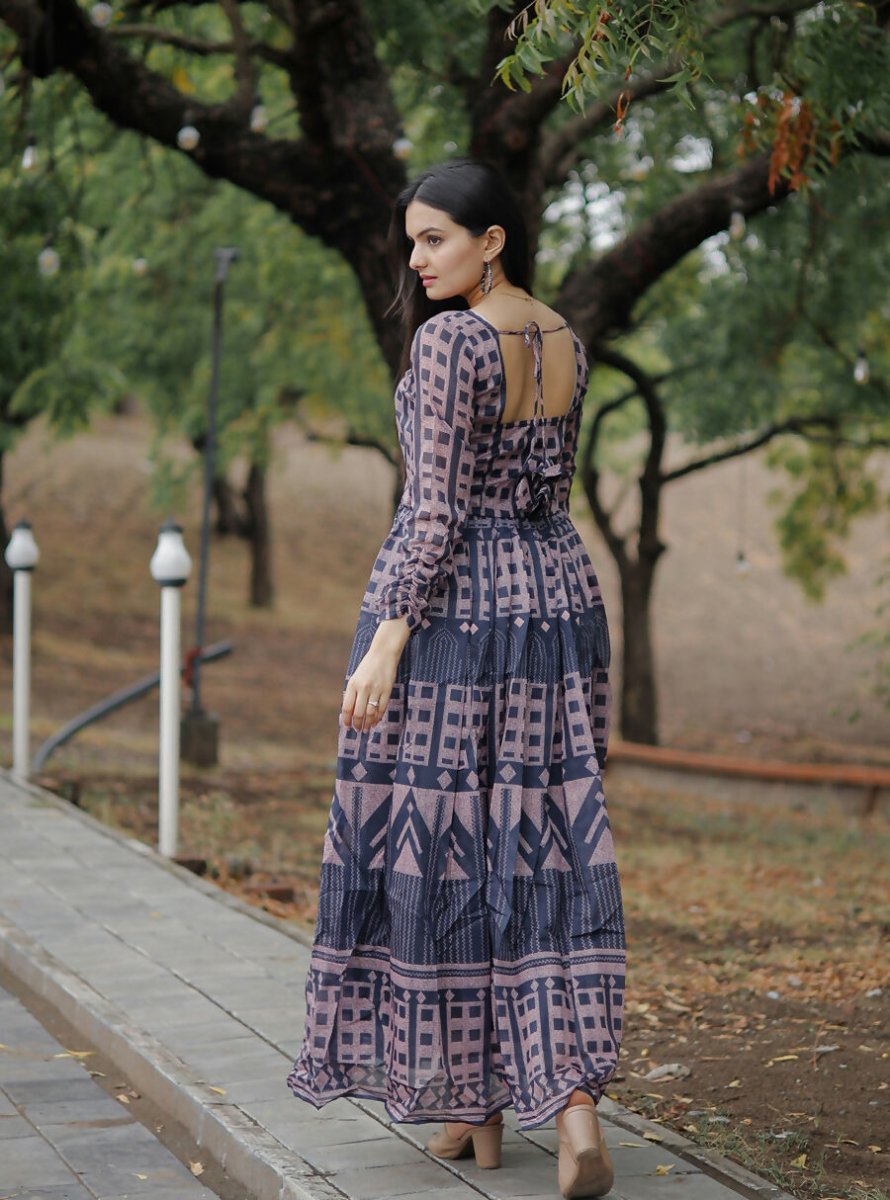 Aastha Fashion Women's Multicolor Pure Chanderi Digital Printed Anarkali Dress - Distacart
