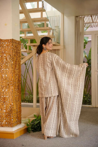 Aayaa Designer Cotton Silk Farshi Salwar Set - Off White - Dista