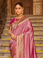 Thumbnail for Astita Banarasi Silk Light Pink Saree