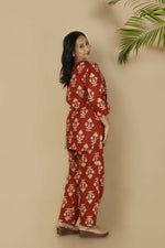 Thumbnail for Breathables Red Butta Cotton Co-Ord Set – Kurta With Straight Pants - Dista