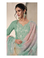 Thumbnail for Anaita Green Moonga Silk Stitched Suit with Embroidery Sequence Work - Distacart