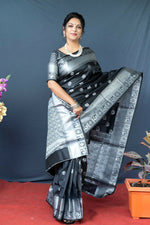 Thumbnail for Jyoti Fashion Women's Black Soft Banarasi Silk Zari Woven Saree with Blouse - Distacart