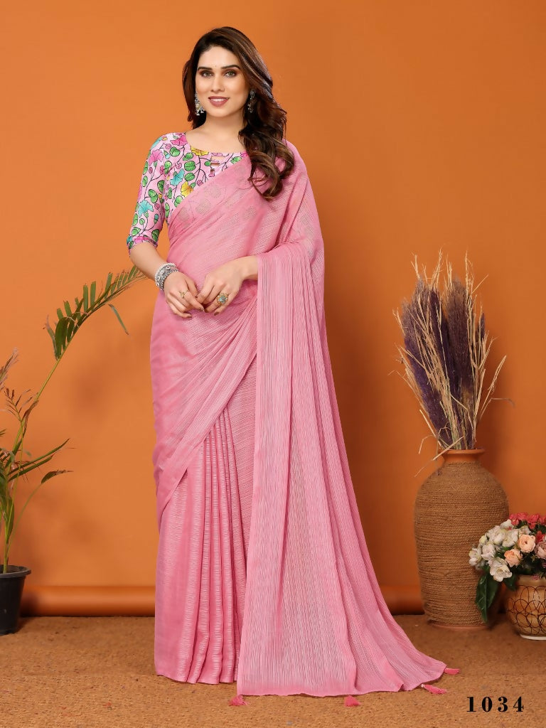 Partywear Designer Rose Polyester Zari Fancy Saree - Starwalk - Distacart