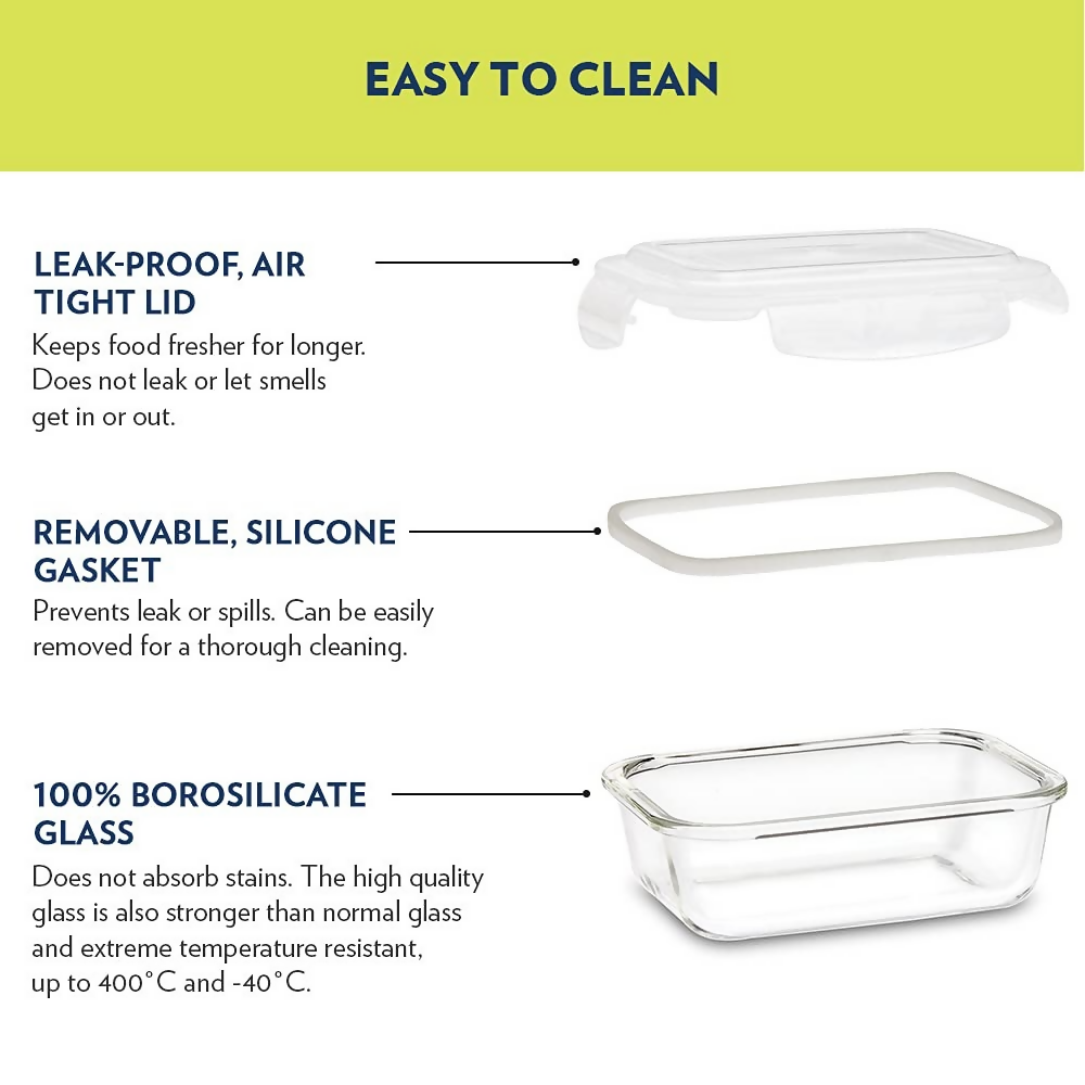 Borosil Klip N Store Glass Storage Containers - Set of 2 - Dista