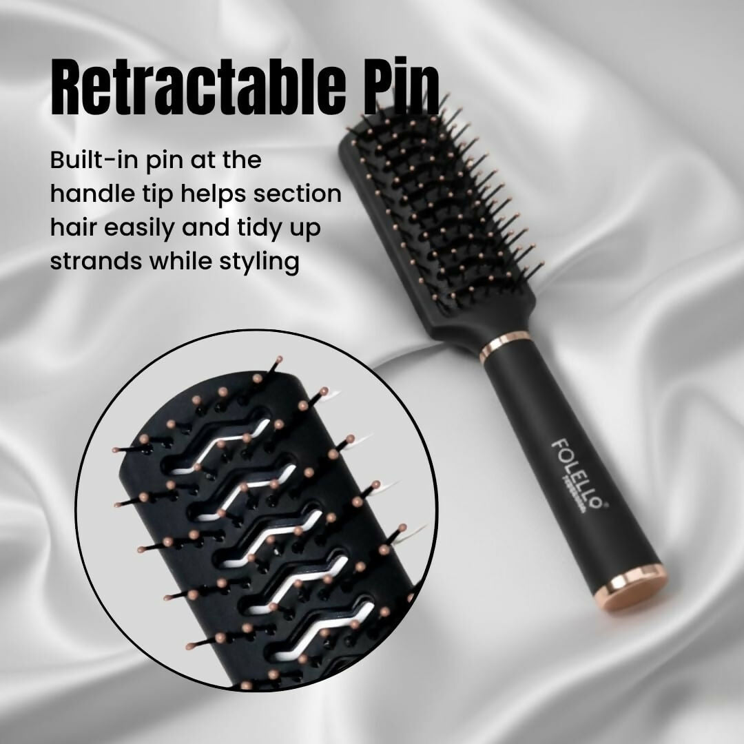 FOLELLO Professional Vent Hair Styling Brush for Blow Drying & Detangling - Dista