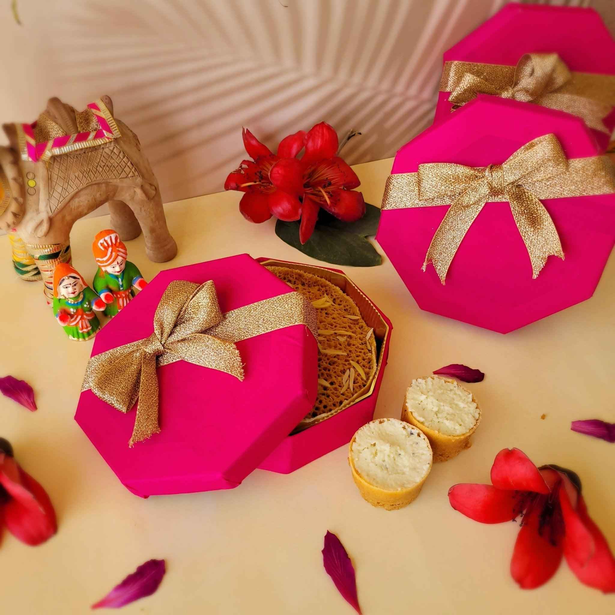 SweeDesi Meetha Ghewar - 1 Pc Hamper Pink - Dista