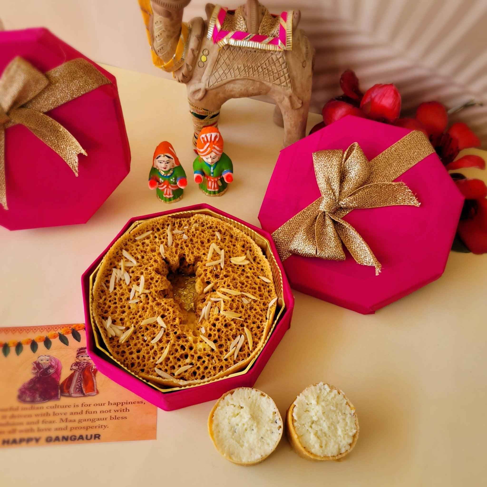 SweeDesi Meetha Ghewar - 1 Pc Hamper Pink - Dista