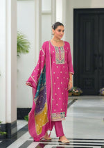 Thumbnail for Teeya Creation Pink Color Chinon Silk Embroidery Work Wedding Wear Designer Salwar Suit - Distacart