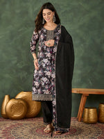 Thumbnail for The52 Women's Beautiful Embroidery Work Chinon silk Fabric Straight Kurta Pant and Dupatta Set - Distacart