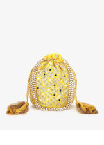 Thumbnail for Joban Fashion Embroidered Potli Clutch - Yellow
