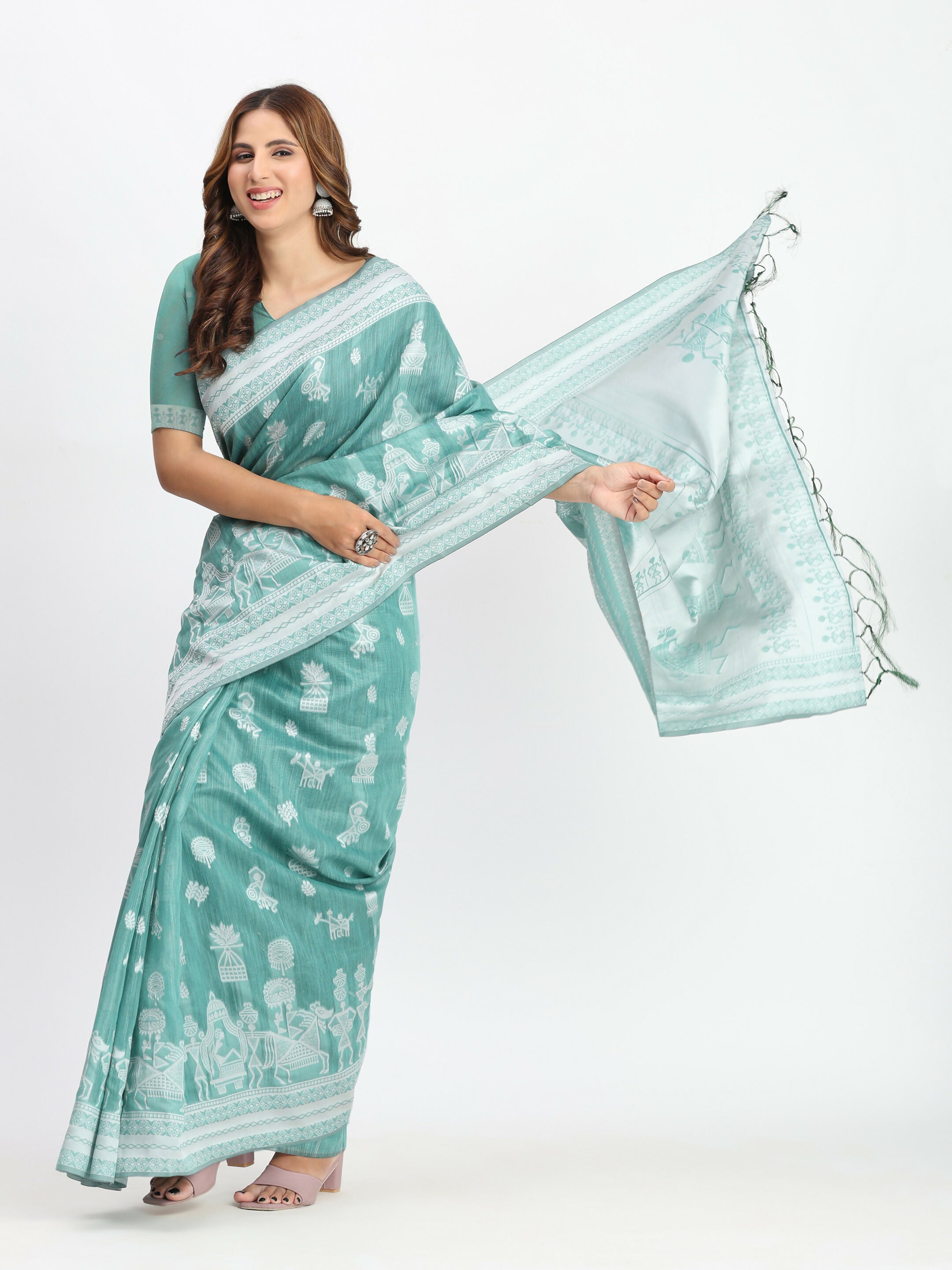 Astita Linen Cotton Mustard Saree