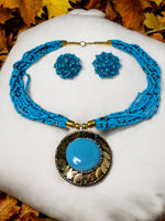 Thumbnail for Inhanns All-Day Statement Beaded Necklace Set - Sky Blue - Distacart