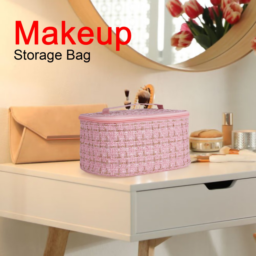 Bronson Professional Pink Makeup Pouch Cosmetic Organizer Kit - Dista
