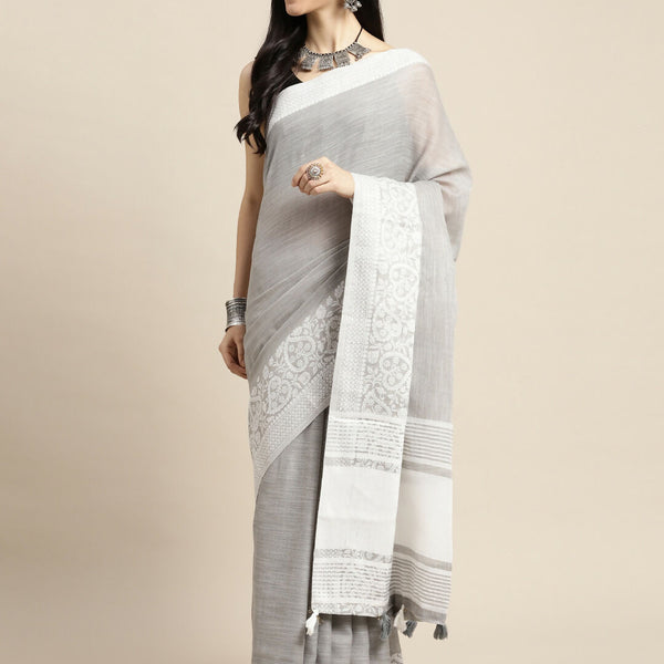 Astita Linen Grey Saree