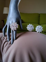 Thumbnail for Inhanns Rangmani Crystal Duo – Adjustable Ring + Statement Earrings Set - Silver - Distacart