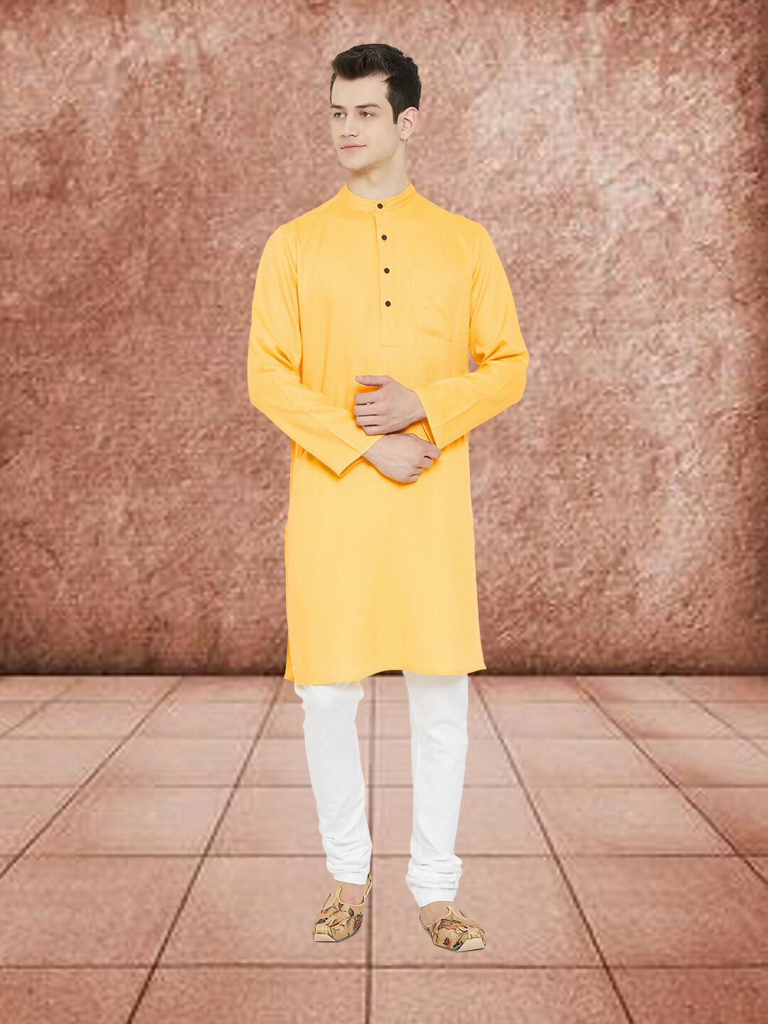 Even Apparels Men's Embroided Yellow Kurta - Distacart