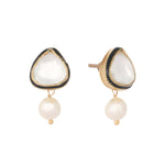 Thumbnail for Nuyug 22K Gold Plated Kundan Stone Ethnic Mini Pearl Drop Studs