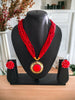 Inhanns All-Day Statement Beaded Necklace Set - Red - Distacart