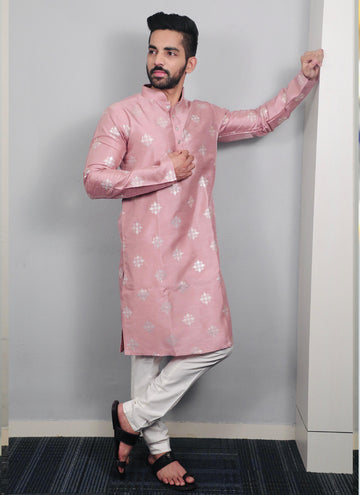 Prazu Fashion Onion Pink Silk Copper Sequence Work Kurta - Distacart
