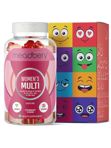 Meadbery Women's Multivitamin Gummies - Strawberry Flavour - Distacart