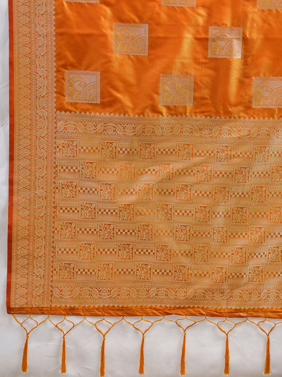 Shree Shyam Fashion Orange Silk Blend Saree - Distacart