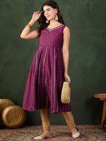 Thumbnail for Sangria Woven Design Anarkali Kurta