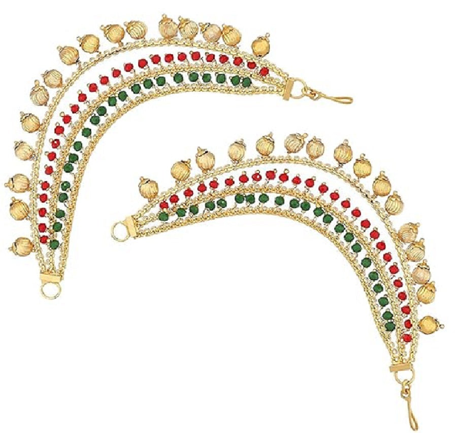 Elite Trading Golden 3-Layered Pearl Ear Chain for Women & Girls Traditional Kanchain for Jhumka, Jhumki, Earrings - Distacart