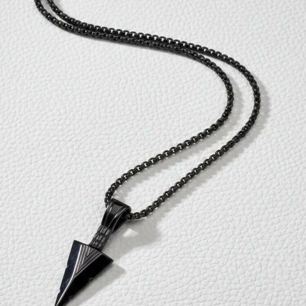 NVR Men's Black Arrow Shaped Rhodium Plated Pendant with Chain - Distacart
