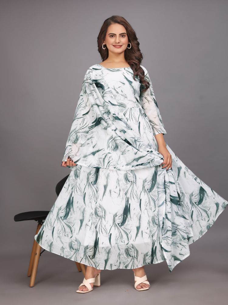 Dishitha Creation Women Floral Printed Designer Gown - Green - Distacart