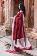 Thumbnail for Joban Fashion Maroon Red Colour Banarasi Katan Pure Handloom Banarasi Silk Saree