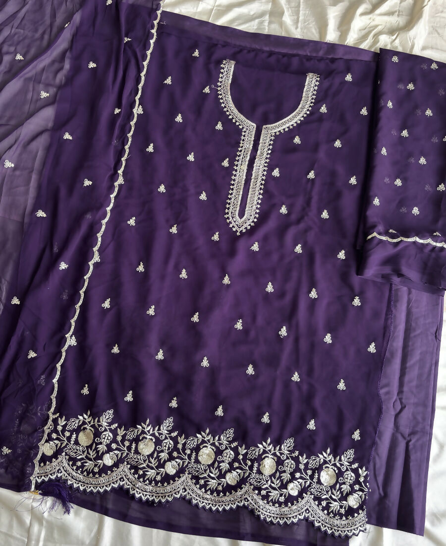 KC Bollywood Style Purple Georgette Suit For Women - Dista