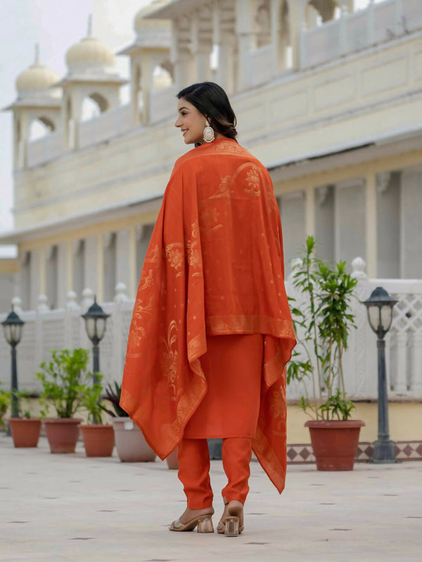 Preksha Creation Wedding Special Premium Roman Silk Coding Embroidery With Sequins Work Kurti Dupatta With Pant