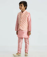 Thumbnail for Joban Fashion Kids Island with Sequence work Nehru Jacket Full Sleeves Kurta, Pyjama Set - Pink - Distacart