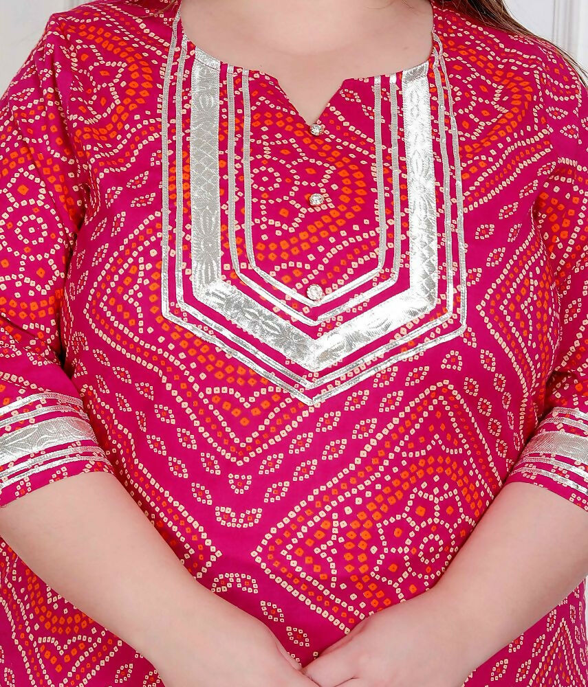 Miravan Plus Size Women'S Embellished Ethnic Cotton Kurta With Palazzo - Distacart