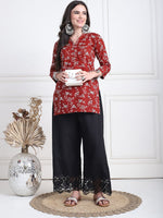 Thumbnail for TAG 7 Women Floral Hem Design Flared Ethnic Palazzos