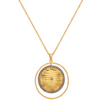 Thumbnail for Nuyug 18K Gold-Plated Zircon Studded Minimal Chain Textured Surface Pendant Necklace