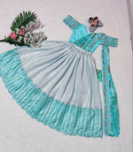 Thumbnail for Jyoti Fashion Classy Sky Blue Heavy Chenille Sequins Embroidered Kids Lehenga Choli Set - Distacart