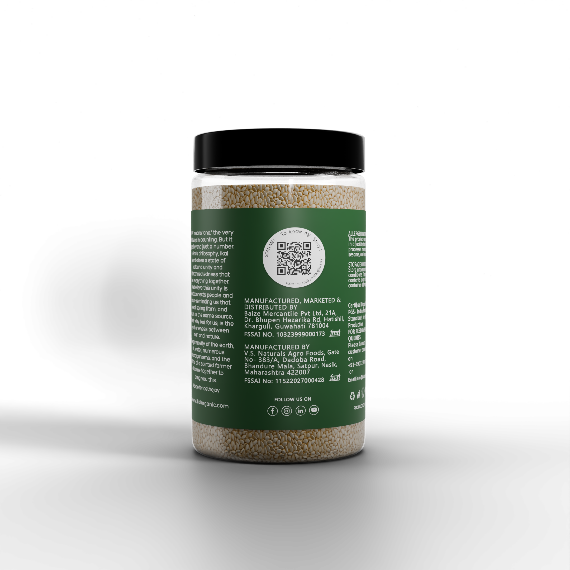 5 - Organic White Sesame Seeds - 100g