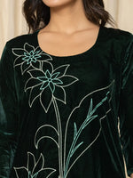 Thumbnail for Yufta Green Embroidered Velvet Co-Ord Set