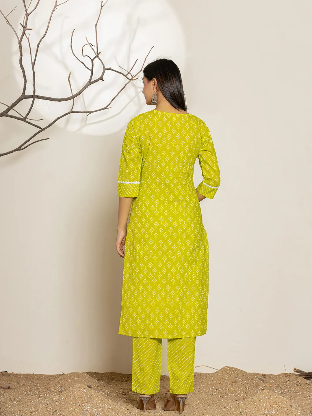 Yufta Green Ethnic Motifs Cotton Straight Kurta Dupatta Set - Distacart