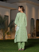 Thumbnail for Yufta Green Leheriya Embroidered Kaftan Kurta Set