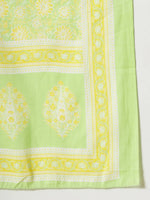 Thumbnail for Yufta Green Pure Cotton Floral PrintThreadWork Kurta Dupatta Pant Set