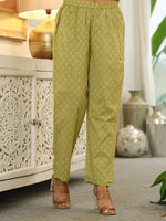 Thumbnail for Yufta Green Pure Cotton Thread Work Sequins Work Kurta Dupatta Pant Set