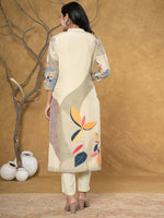 Thumbnail for Yufta Green Pure Crepe Placement Print Kurta Dupatta Set