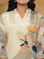 Thumbnail for Yufta Green Pure Crepe Placement Print Kurta Dupatta Set